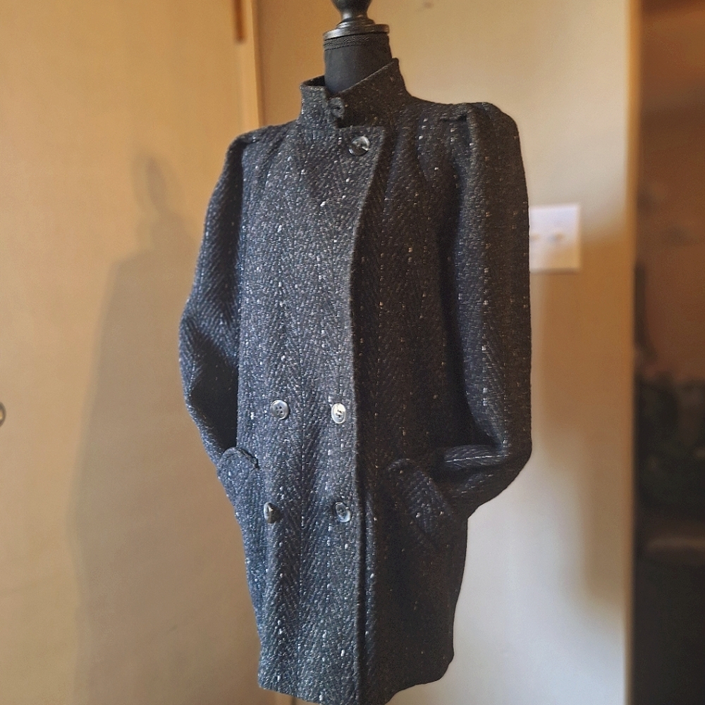 VINTAGE UNION TAG New York Girl wool dress coat puffy shoulder sz 11